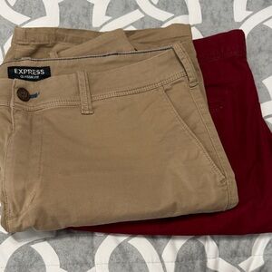 Express Men's Chino Shorts- Tan and Red